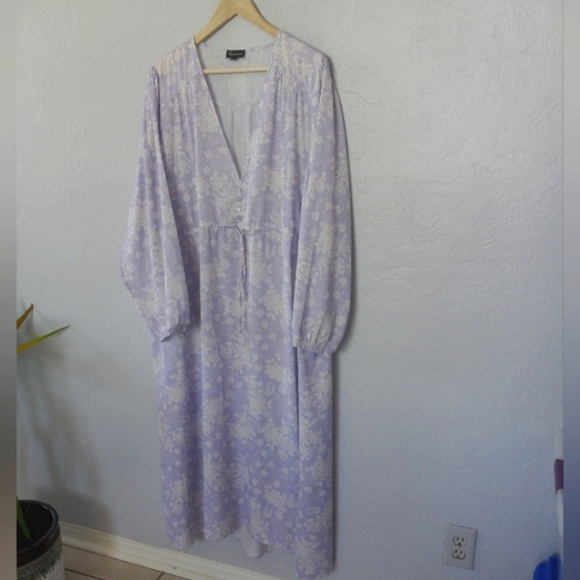 Summersalt Cinched Waist Caftan Dress Vintage Floral Lavender XL - Picture 4 of 16